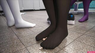 3D Giantesses Trample a Tiny Man in the Locker Room