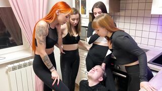 Mouth Spitting Femdom - Russian Sluts Humiliate Their Slave